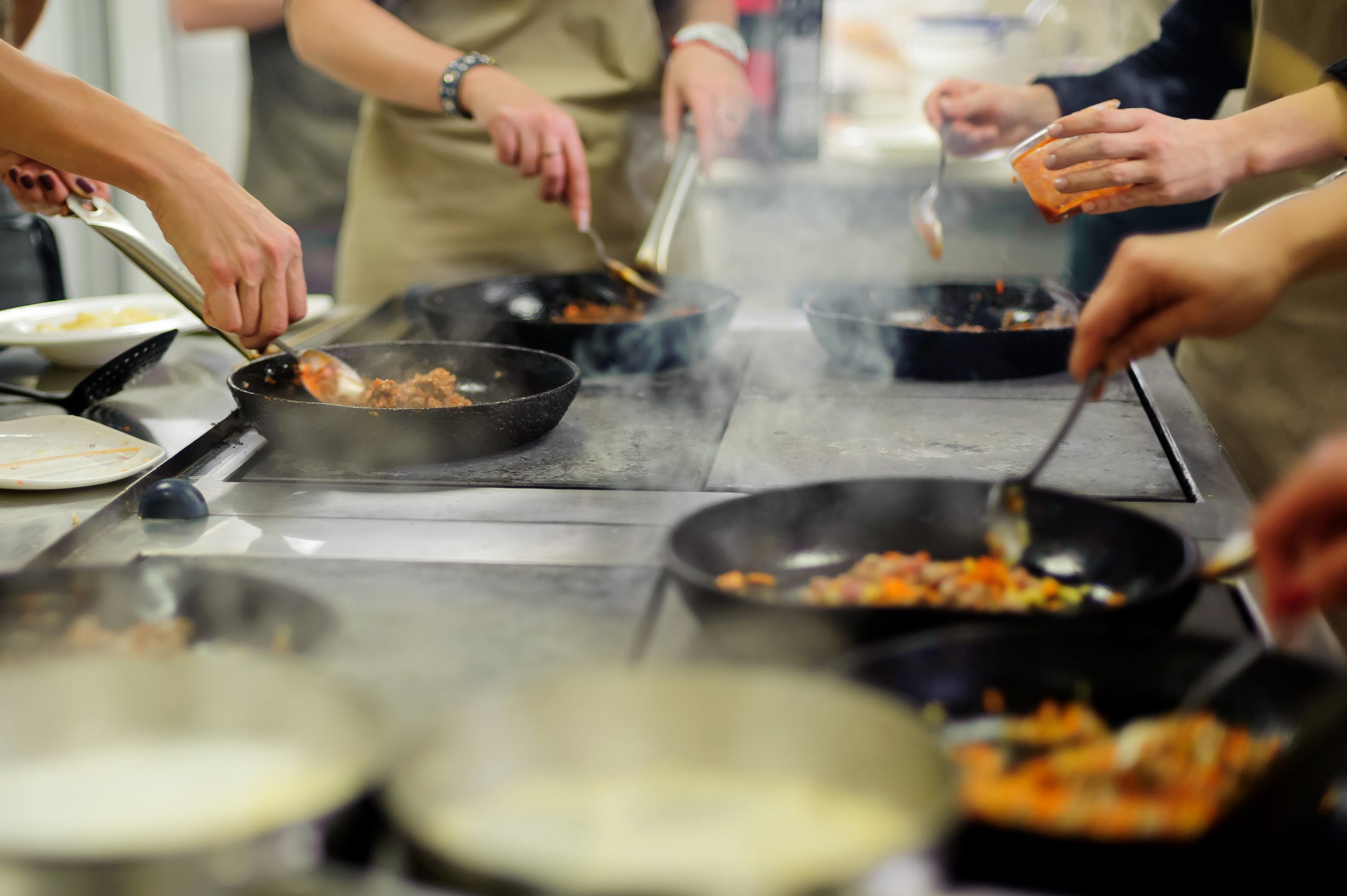cooking classes, culinary school, cooking workshops, private cooking, chef lessons, food education Cooking school with chefs teaching culinary classes, workshops, and private events.