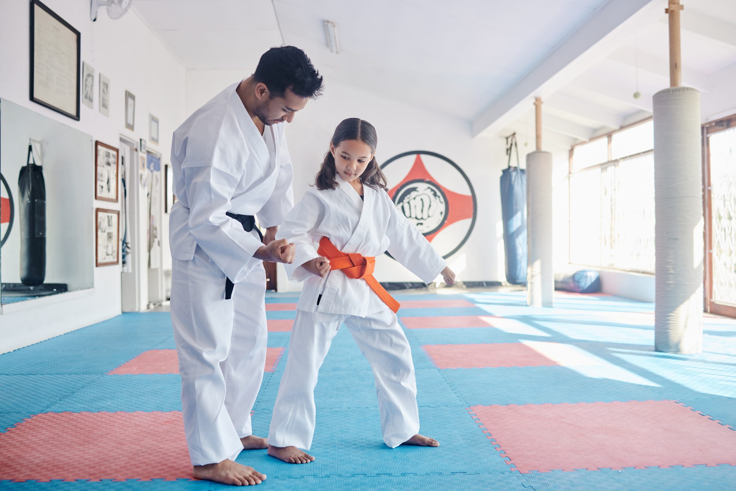 martial arts, karate, jiu-jitsu, taekwondo, kickboxing, self-defense, training, studio Martial arts class in karate, jiu-jitsu, taekwondo, or kickboxing studio